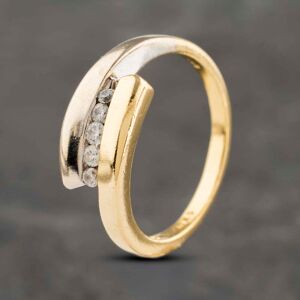 Pre-Owned 9ct Two Colour Gold 0.15ct Brilliant Cut Diamond Crossover Five Stone Ring 41482055 Pre-Owned 9ct Two Colour Gold 0.15ct Brilliant Cut Diamond Crossover Five Stone Ring 41482055