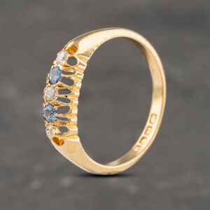 Pre-Owned Vintage 18ct Yellow Gold Sapphire & 0.10ct Diamond Five Stone Ring 41482063 Pre-Owned Vintage 18ct Yellow Gold Sapphire & 0.10ct Diamond Five Stone Ring 41482063