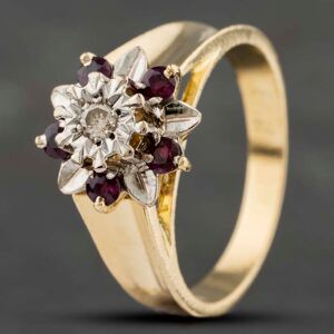 Pre-Owned Vintage 18ct Yellow Gold Ruby & 0.05ct Diamond Cluster Ring 41482103 Pre-Owned Vintage 18ct Yellow Gold Ruby & 0.05ct Diamond Cluster Ring 41482103