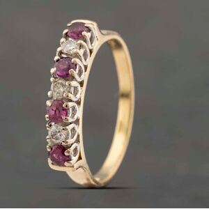 Pre-Owned 18ct Yellow Gold Ruby & 0.21ct Diamond Seven Stone Ring 41482123 Pre-Owned 18ct Yellow Gold Ruby & 0.21ct Diamond Seven Stone Ring 41482123