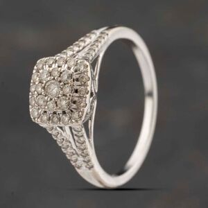 Pre-Owned 9ct White Gold 0.50ct Diamond Square Cluster Ring 41482128 Pre-Owned 9ct White Gold 0.50ct Diamond Square Cluster Ring 41482128