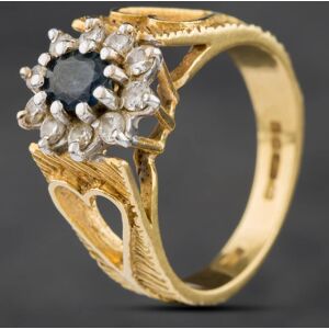 Pre-Owned 18ct Yellow Gold Sapphire & Brilliant Cut Diamond Heart Cluster Ring 4148349 Pre-Owned 18ct Yellow Gold Sapphire & Brilliant Cut Diamond Heart Cluster Ring 4148349