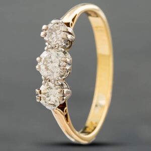 Pre-Owned 14ct Yellow Gold 0.50ct Brilliant Cut Diamond Three Stone Ring 414858273 Pre-Owned 14ct Yellow Gold 0.50ct Brilliant Cut Diamond Three Stone Ring 414858273