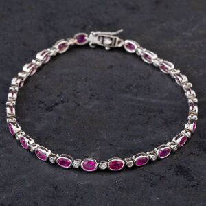 Pre-Owned 14ct White Gold 5.30ct Ruby & 0.23ct Brilliant Cut Diamond Line Rubover Set 7 Inch Bracelet 4307025 Pre-Owned 14ct White Gold 5.30ct Ruby & 0.23ct Brilliant Cut Diamond Line Rubover Set 7 Inch Bracelet 4307025