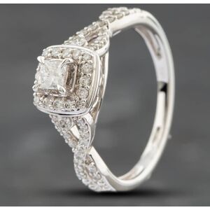 Pre-Owned 9ct White Gold 0.50ct Diamond Square Cluster Ring 43091014 Pre-Owned 9ct White Gold 0.50ct Diamond Square Cluster Ring 43091014