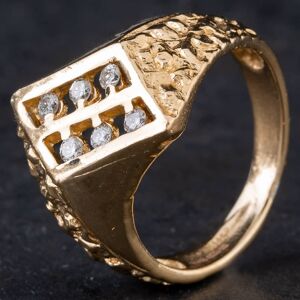Pre-Owned 14ct Yellow Gold 0.20ct Brilliant Cut Diamond Six Stone Diagonal Design Signet Ring 4312021 Pre-Owned 14ct Yellow Gold 0.20ct Brilliant Cut Diamond Six Stone Diagonal Design Signet Ring 4312021