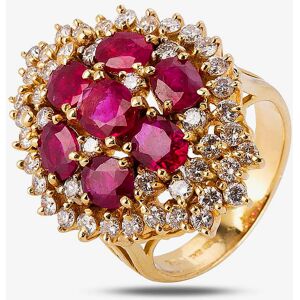 Pre-Owned 14ct Yellow Gold 2.63ct Ruby & 1.00ct Diamond Cluster Ring 4312025 Pre-Owned 14ct Yellow Gold 2.63ct Ruby & 1.00ct Diamond Cluster Ring 4312025