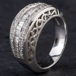 Pre-Owned 18ct White Gold Diamond Three Row Graduated Band Fancy Ring 4312046 Pre-Owned 18ct White Gold Diamond Three Row Graduated Band Fancy Ring 4312046