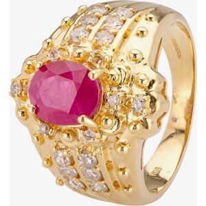Pre-Owned 18ct Yellow Gold Oval Rubover 1.50ct Ruby & 0.40ct Diamond Two Row Ring 4312056 Pre-Owned 18ct Yellow Gold Oval Rubover 1.50ct Ruby & 0.40ct Diamond Two Row Ring 4312056