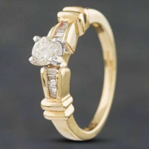 Pre-Owned 14ct Yellow Gold 0.32ct Brilliant Cut Diamond Shoulder Set Solitaire Ring 43121001 Pre-Owned 14ct Yellow Gold 0.32ct Brilliant Cut Diamond Shoulder Set Solitaire Ring 43121001