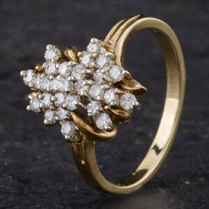 Pre-Owned 14ct Yellow Gold Brilliant Cut Spikey Diamond 17 Stone Cluster Ring 4312102 Pre-Owned 14ct Yellow Gold Brilliant Cut Spikey Diamond 17 Stone Cluster Ring 4312102