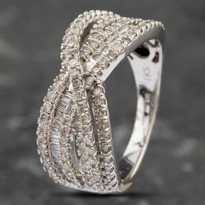 Pre-Owned 9ct White Gold 1.00ct Brilliant & Baguette Cut Diamond Crossover Ring 43121059 Pre-Owned 9ct White Gold 1.00ct Brilliant & Baguette Cut Diamond Crossover Ring 43121059