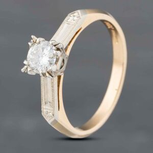 Pre-Owned 9ct Two Colour Gold 0.37ct Brilliant Cut Diamond Solitaire Ring 43121146 Pre-Owned 9ct Two Colour Gold 0.37ct Brilliant Cut Diamond Solitaire Ring 43121146