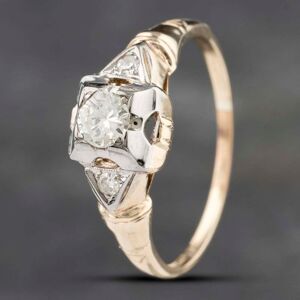 Pre-Owned 9ct Two Colour Gold 0.20ct Brilliant Cut Diamond Solitaire Ring 43121159 Pre-Owned 9ct Two Colour Gold 0.20ct Brilliant Cut Diamond Solitaire Ring 43121159