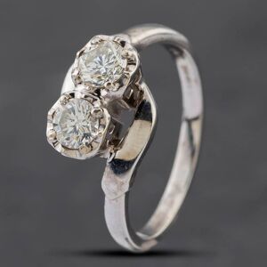 Pre-Owned 14ct White Gold 0.65ct Brilliant Cut Diamond Cross Over Two Stone Ring 43121163 Pre-Owned 14ct White Gold 0.65ct Brilliant Cut Diamond Cross Over Two Stone Ring 43121163