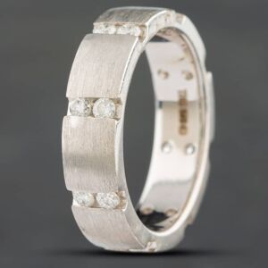 Pre-Owned 14ct White Gold 0.50ct Brilliant Cut Diamond Two Row 5mm Wedding Ring 4312155235 Pre-Owned 14ct White Gold 0.50ct Brilliant Cut Diamond Two Row 5mm Wedding Ring 4312155235