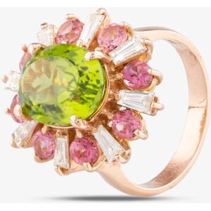 Pre-Owned 14ct Rose Gold 5.41ct Peridot, 0.83ct Diamond & 1.33ct Pink Tourmaline Oval Cluster Ring 4312214 Pre-Owned 14ct Rose Gold 5.41ct Peridot, 0.83ct Diamond & 1.33ct Pink Tourmaline Oval Cluster Ring 4312214