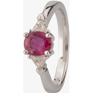 Pre-Owned 14ct White Gold Three Stone 0.90ct Ruby & 0.20ct Diamond Ring 4312247 Pre-Owned 14ct White Gold Three Stone 0.90ct Ruby & 0.20ct Diamond Ring 4312247