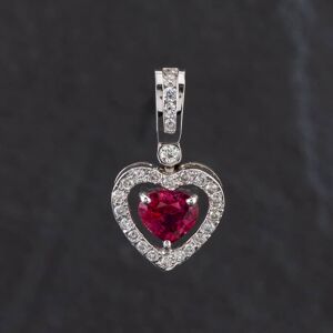 Pre-Owned 14ct White Gold 1.12ct Ruby & 0.33ct Brilliant Cut Diamond Open Design Heart Loose Pendant 4314021 Pre-Owned 14ct White Gold 1.12ct Ruby & 0.33ct Brilliant Cut Diamond Open Design Heart Loose Pendant 4314021