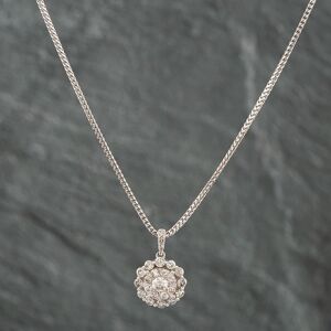 Pre-Owned 9ct White Gold 1.00ct Brilliant Cut Diamond Flower Cluster Pendant & 18 Inch Foxtail Chain 43141000 Pre-Owned 9ct White Gold 1.00ct Brilliant Cut Diamond Flower Cluster Pendant & 18 Inch Foxtail Chain 43141000