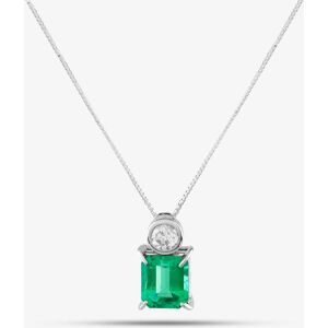 Pre-Owned Platinum 1.71ct Emerald & 0.31ct Brilliant Cut Diamond Pendant & 18 Inch Box Chain 43141026 Pre-Owned Platinum 1.71ct Emerald & 0.31ct Brilliant Cut Diamond Pendant & 18 Inch Box Chain 43141026