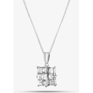 Pre-Owned Platinum 1.50ct Princess Cut Diamond Square Cluster Pendant & 16 Inch Box Chain 43141028 Pre-Owned Platinum 1.50ct Princess Cut Diamond Square Cluster Pendant & 16 Inch Box Chain 43141028