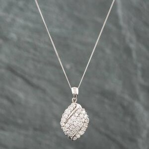 Pre-Owned Platinum 1.00ct Brilliant Cut Diamond Five Row Cluster Pendant & 18 Inch Curb Chain 43141045 Pre-Owned Platinum 1.00ct Brilliant Cut Diamond Five Row Cluster Pendant & 18 Inch Curb Chain 43141045