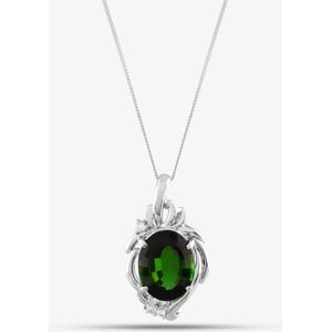 Pre-Owned Platinum 10.86ct Green Tourmaline & 0.17ct Brilliant Cut Diamond Large Oval Pendant & 18 Inch Curb Chain 43141049 Pre-Owned Platinum 10.86ct Green Tourmaline & 0.17ct Brilliant Cut Diamond Large Oval Pendant & 18 Inch Curb Chain 43141049