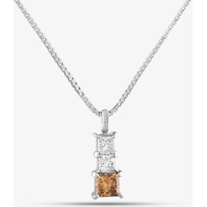 Pre-Owned Platinum 1.82ct Princess Cut Cognac Diamond Pendant & 16 Inch Box Chain 43141050 Pre-Owned Platinum 1.82ct Princess Cut Cognac Diamond Pendant & 16 Inch Box Chain 43141050