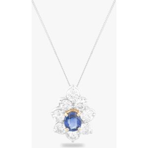 Pre-Owned 18ct Two Colour Gold 0.54ct Oval Cut Sapphire & 1.03ct Brilliant Cut Diamond Cluster Pendant & 18 Inch Curb Chain 43141072 Pre-Owned 18ct Two Colour Gold 0.54ct Oval Cut Sapphire & 1.03ct Brilliant Cut Diamond Cluster Pendant & 18 Inch Curb Chain 43141072