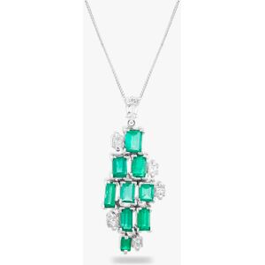 Pre-Owned Platinum Certificated 2.28ct Emerald & 0.54ct Brilliant Cut Diamond Pendant & 18 Inch Box Chain 43141074 Pre-Owned Platinum Certificated 2.28ct Emerald & 0.54ct Brilliant Cut Diamond Pendant & 18 Inch Box Chain 43141074