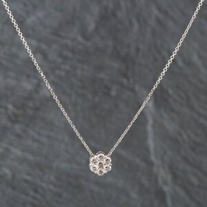 Pre-Owned 14ct White Gold Brilliant Cut Diamond Seven Stone Cluster Pendant & 18 Inch Trace Chain 43141092 Pre-Owned 14ct White Gold Brilliant Cut Diamond Seven Stone Cluster Pendant & 18 Inch Trace Chain 43141092