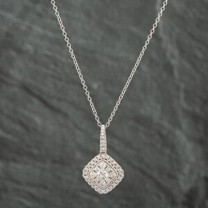 Pre-Owned 9ct White Gold 1.00ct Brilliant Cut Diamond Pendant & 18 Inch Trace Chain 43141106 Pre-Owned 9ct White Gold 1.00ct Brilliant Cut Diamond Pendant & 18 Inch Trace Chain 43141106