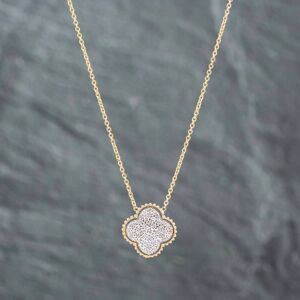 Pre-Owned 14ct Two Colour Gold Brilliant Cut Diamond Pave Pendant & 16-18 Inch Trace Chain 43141173 Pre-Owned 14ct Two Colour Gold Brilliant Cut Diamond Pave Pendant & 16-18 Inch Trace Chain 43141173