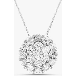 Pre-Owned 18ct White Gold 3.00ct Brilliant Cut Diamond Round Cluster Pendant & 16-18 Inch Box Chain 43141195 Pre-Owned 18ct White Gold 3.00ct Brilliant Cut Diamond Round Cluster Pendant & 16-18 Inch Box Chain 43141195