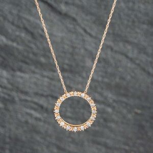 Pre-Owned 9ct Yellow Gold 0.25ct Diamond Open Circle Pendant & 18 Inch Prince Of Wales Chain 43141200 Pre-Owned 9ct Yellow Gold 0.25ct Diamond Open Circle Pendant & 18 Inch Prince Of Wales Chain 43141200