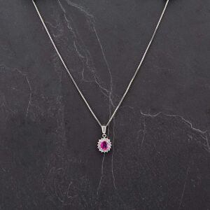 Pre-Owned Platinum Oval 1.41ct Ruby & Brilliant Cut 0.45ct Diamond Pendant & 16 Inch Box Chain 4314504 Pre-Owned Platinum Oval 1.41ct Ruby & Brilliant Cut 0.45ct Diamond Pendant & 16 Inch Box Chain 4314504