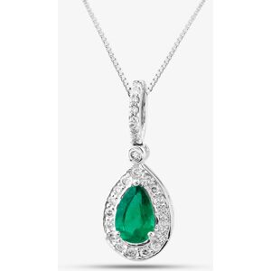 Pre-Owned 14ct White Gold 1.18ct Pear Cut Emerald & 0.41ct Brilliant Cut Diamonds Tear Drop Pendant 4314541 Pre-Owned 14ct White Gold 1.18ct Pear Cut Emerald & 0.41ct Brilliant Cut Diamonds Tear Drop Pendant 4314541