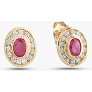 Pre-Owned 9ct Yellow Gold 0.16ct Ruby & 0.09ct Brilliant Cut Diamond Oval Cluster Stud Earrings 43170069 Pre-Owned 9ct Yellow Gold 0.16ct Ruby & 0.09ct Brilliant Cut Diamond Oval Cluster Stud Earrings 43170069