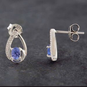 Pre-Owned 9ct White Gold 0.16ct Tanzanite & Diamond Pear Shaped Stud Earrings 43170087 Pre-Owned 9ct White Gold 0.16ct Tanzanite & Diamond Pear Shaped Stud Earrings 43170087