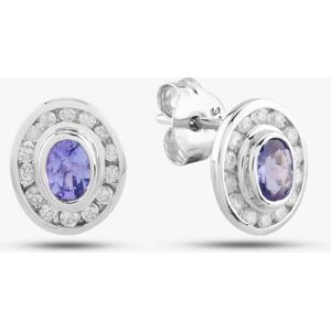 Pre-Owned 9ct White Gold 0.14ct Tanzanite & 0.50ct Diamond Oval Stud Earrings 43170088 Pre-Owned 9ct White Gold 0.14ct Tanzanite & 0.50ct Diamond Oval Stud Earrings 43170088
