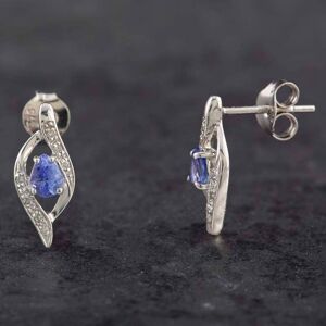 Pre-Owned 9ct White Gold 0.14ct Tanzanite & Diamond Swirl Stud Earrings 43170094 Pre-Owned 9ct White Gold 0.14ct Tanzanite & Diamond Swirl Stud Earrings 43170094