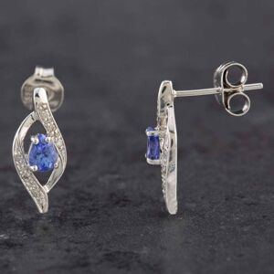 Pre-Owned 9ct White Gold 0.14ct Tanzanite & Diamond Swirl Stud Earrings 43170095 Pre-Owned 9ct White Gold 0.14ct Tanzanite & Diamond Swirl Stud Earrings 43170095