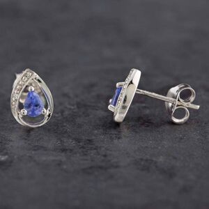 Pre-Owned 9ct White Gold 0.12ct Tanzanite & Diamond Pear Shaped Stud Earrings 43170097 Pre-Owned 9ct White Gold 0.12ct Tanzanite & Diamond Pear Shaped Stud Earrings 43170097