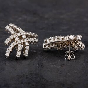 Pre-Owned 14ct White Gold 2.50ct Brilliant Cut Diamond 2 Row Wave Design Stud Earrings 4317068 Pre-Owned 14ct White Gold 2.50ct Brilliant Cut Diamond 2 Row Wave Design Stud Earrings 4317068