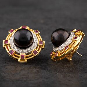 Pre-Owned 14ct Yellow Gold 1.50ct Ruby & 0.75ct Diamond & Black South Sea Pearl Large Stud Earrings 4317073 Pre-Owned 14ct Yellow Gold 1.50ct Ruby & 0.75ct Diamond & Black South Sea Pearl Large Stud Earrings 4317073