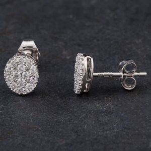 Pre-Owned 14ct White Gold 0.50ct Brilliant Cut Diamond Oval Pave Stud Earrings 4317099 Pre-Owned 14ct White Gold 0.50ct Brilliant Cut Diamond Oval Pave Stud Earrings 4317099