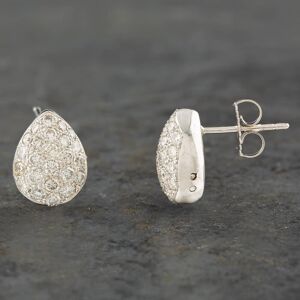Pre-Owned 18ct White Gold 1.00ct Brilliant Cut Diamond Pear Shaped Pave Stud Earrings 43171003 Pre-Owned 18ct White Gold 1.00ct Brilliant Cut Diamond Pear Shaped Pave Stud Earrings 43171003