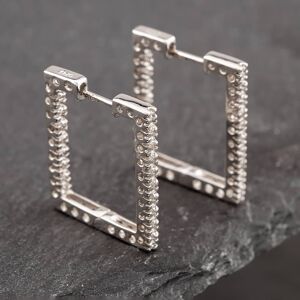 Pre-Owned 14ct White Gold Brilliant Cut Diamond Set Oblong Hoop Earrings 43171041 Pre-Owned 14ct White Gold Brilliant Cut Diamond Set Oblong Hoop Earrings 43171041