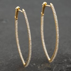 Pre-Owned 14ct Yellow Gold 0.50ct Single Cut Diamond Oval Pointed Hoop Earrings 43171043 Pre-Owned 14ct Yellow Gold 0.50ct Single Cut Diamond Oval Pointed Hoop Earrings 43171043